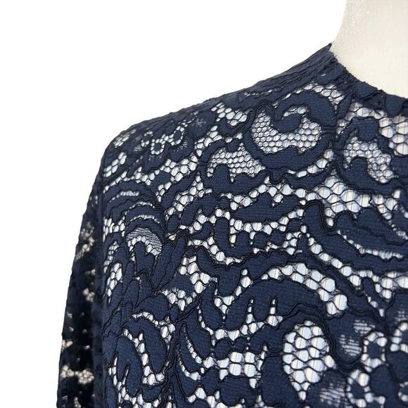 SANDRO PARIS Medium Lace Pinstriped Combo Blouse Long Sleeve Blouse - Picture 6 of 11